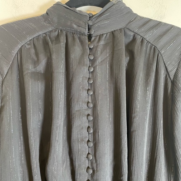 HOUSE OF HARLOW 1960 High Neck Metallic Black Ruched Bodycon Cocktail Dress Sz 4 - Picture 6 of 16